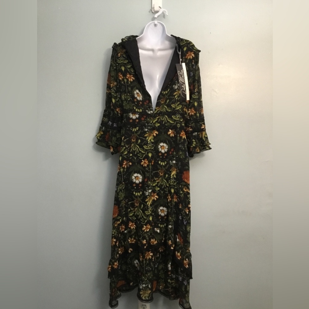 Dalia Black Floral Long Sleeve Dress - Picture 3 of 14